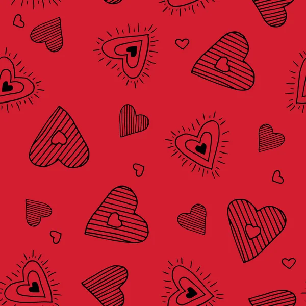 Cute doodle seamless pattern for st. Valentine s day with hearts — 스톡 벡터