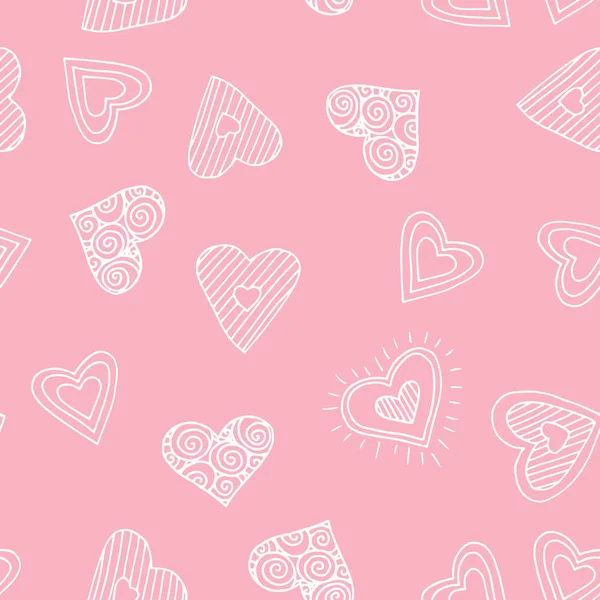 Cute doodle seamless pattern for st. Valentine s day with hearts — 스톡 벡터