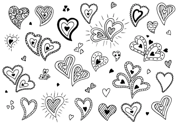 Hand drawn Valentine s Day objects. Cute elements isolated on white. — Stock Vector