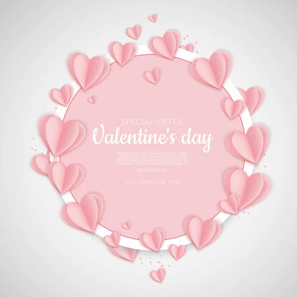 Fondo del día de San Valentín con corazón de papel. Se puede utilizar para fondo de pantalla, volantes, invitación, carteles, folleto, pancartas . — Archivo Imágenes Vectoriales