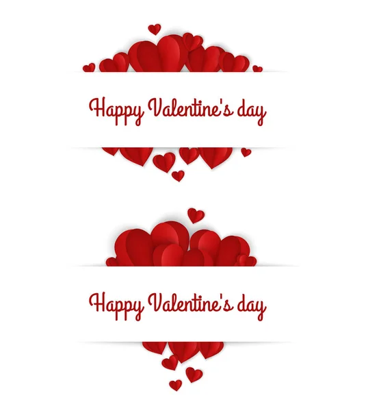 발렌티누스는 하루 종일 종이로 된 심장을 가지고 다닌다. 벽지, 전단, 초대장, 포스터, 팜플렛, 깃발등에 사용 할 수있다. — 스톡 벡터