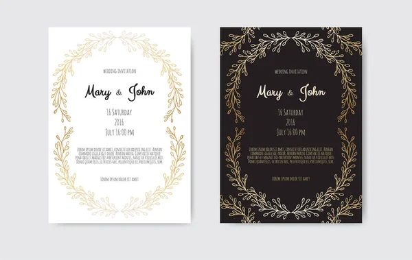 Vector floral design card. Greeting, postcard wedding invite template. — Stock Vector