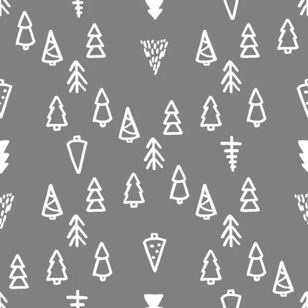 Xmas Seamless pattern with Christmas Tree hand drawn art design vector illustration. — Stock Vector