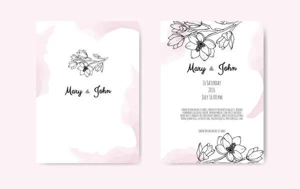 Boda de lujo Save the Date, Invitación Colección Cartas de la Marina con Flores y Hojas de Oro y Corona . — Vector de stock