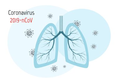 Akciğerdeki virüs hücreleri. Enfeksiyon kapmış ciğerler. Coronavirus, COVID-19. 2019-nCoV. Akciğer hastalığı, zatürree, astım, kanser, tüberküloz..
