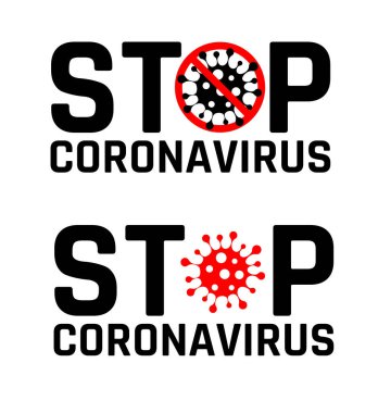 Soyut virüs modeli Roman Coronavirus 2019-nCoV kırmızı STOP işareti ile çizilmiştir. Koronavirüsü imzalayın. Koronavirüsü durdurun..