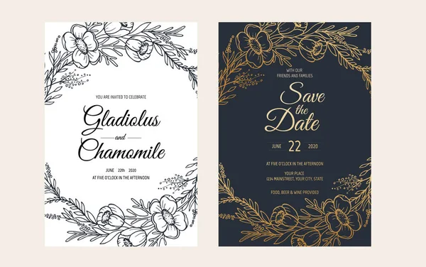 Gold Elegant Wedding Invitation Editable Minimalist Wedding 