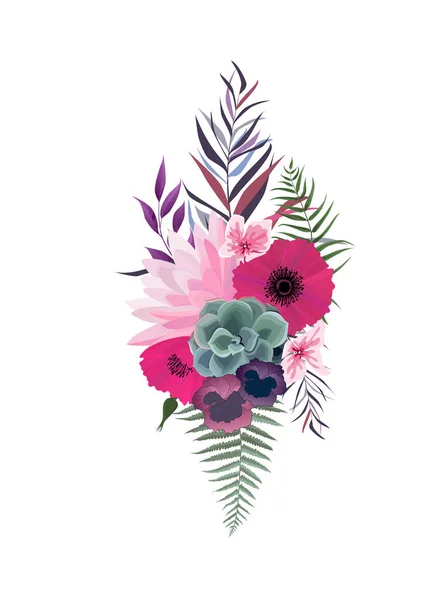 Vector Floral Design Card Greeting Postcard Wedding Invite Template Elegant — Stock Vector