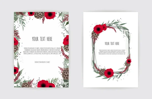 Vector Floral Κάρτα Σχεδιασμού Ευχετήρια Καρτ Ποστάλ Πρόσκληση Γάμου Πρότυπο — Διανυσματικό Αρχείο
