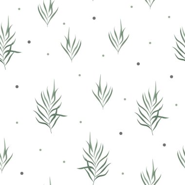 Tropikal yapraklı, soyut, pürüzsüz desen. Vektör şablonu