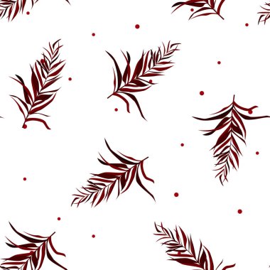 Tropikal yapraklı, soyut, pürüzsüz desen. Vektör şablonu