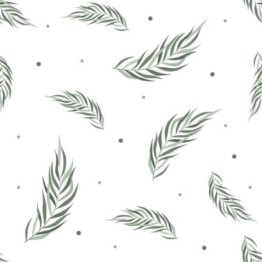 Tropikal yapraklı, soyut, pürüzsüz desen. Vektör şablonu