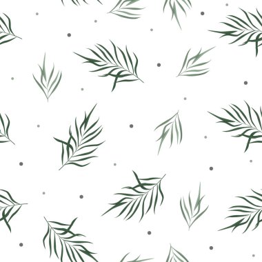 Tropikal yapraklı, soyut, pürüzsüz desen. Vektör şablonu