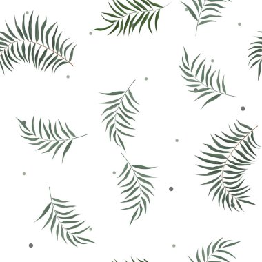 Tropikal yapraklı, soyut, pürüzsüz desen. Vektör şablonu