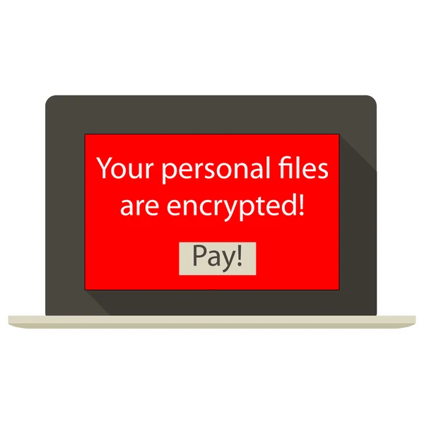 Laptop terenkripsi Ransomware - Stok Vektor