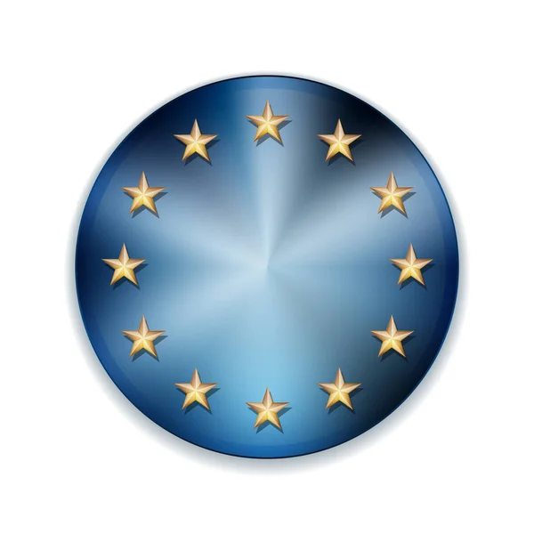 União Europeia botão metálico —  Vetores de Stock