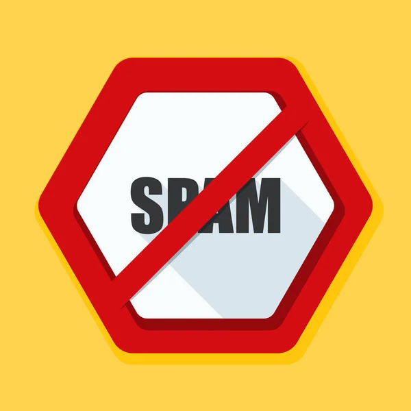 Waarschuwing teken van spam — Stockvector
