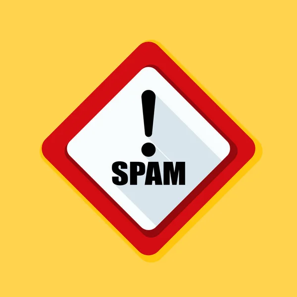 Waarschuwing teken van spam — Stockvector