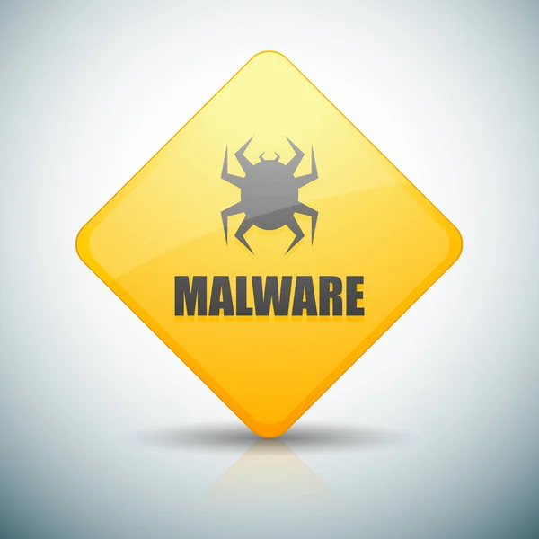 Malware Attenzione Segnale di pericolo — Vettoriale Stock