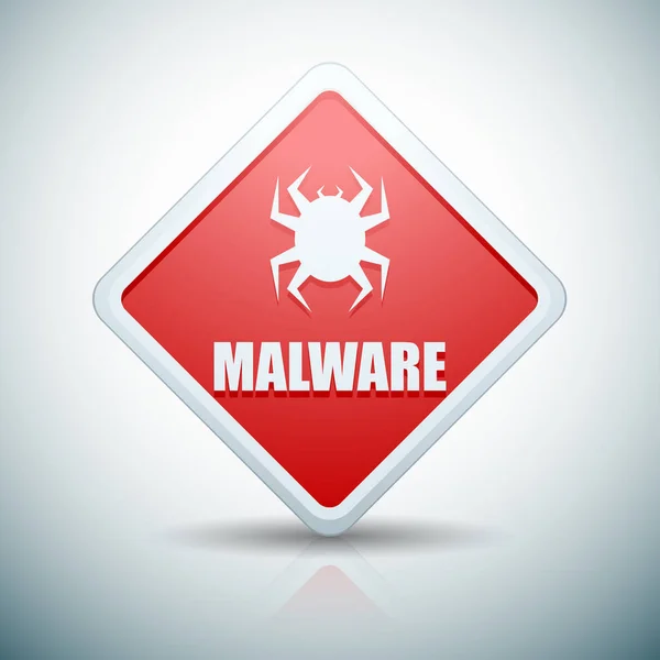 Malware Attenzione Segnale di pericolo — Vettoriale Stock