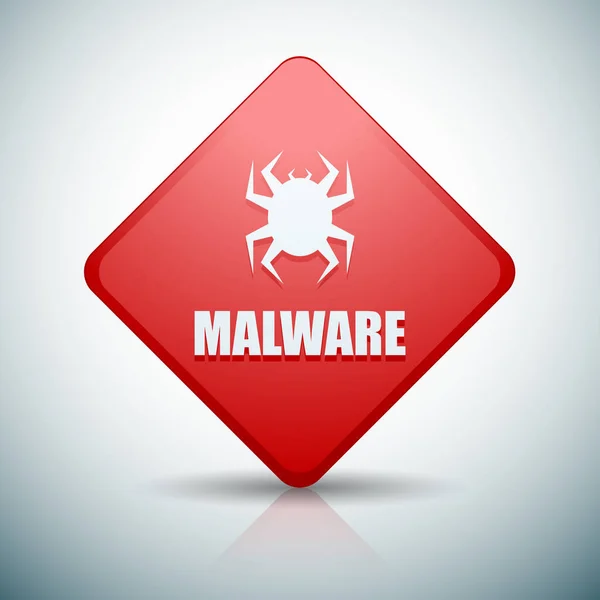 Malware Attenzione Segnale di pericolo — Vettoriale Stock