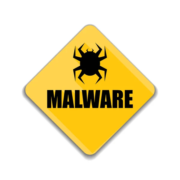 Señal de peligro de atención de malware — Vector de stock