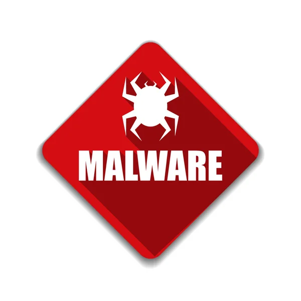 Malware figyelmet veszély jele — Stock Vector