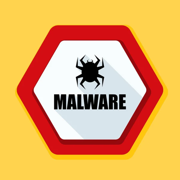 Malware Attenzione Segnale di pericolo — Vettoriale Stock