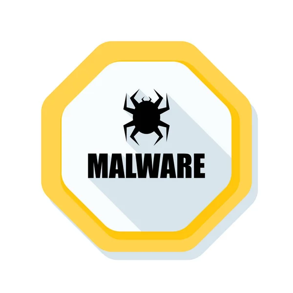 Malware Attenzione Segnale di pericolo — Vettoriale Stock