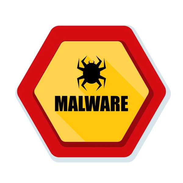 Malware Atenção sinal de perigo — Vetor de Stock