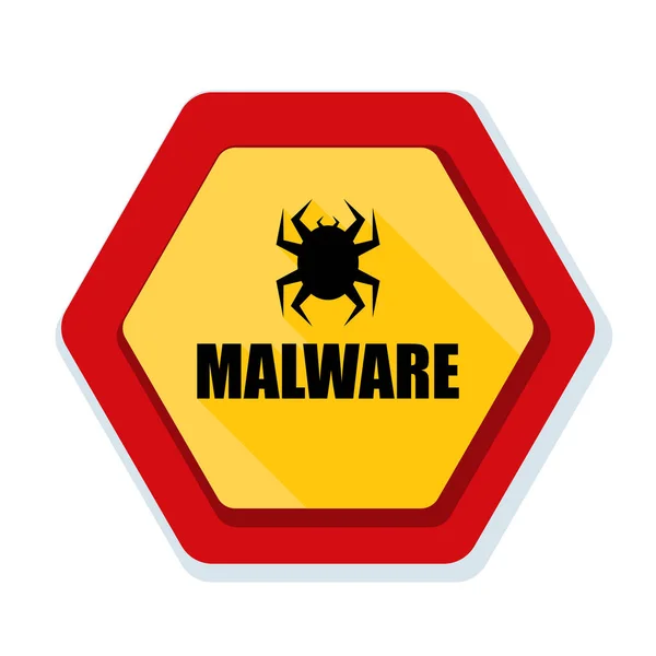 Señal de peligro de atención de malware — Vector de stock