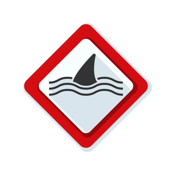 Shark danger area sign — Stock Vector