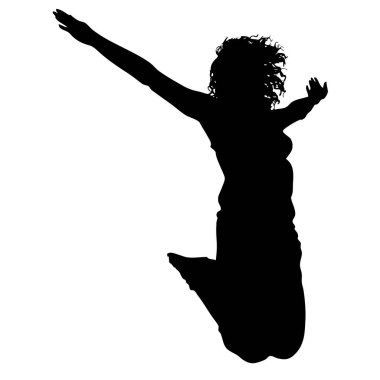 mutlu atlama kadın silüeti