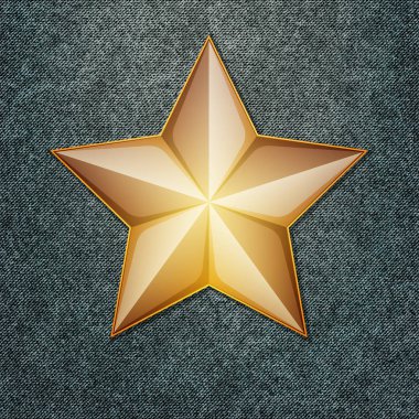 askeri denim doku altın yıldız