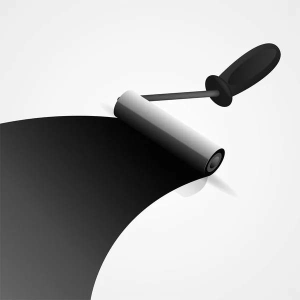 Musta Paintbrush Roller työkalu — vektorikuva