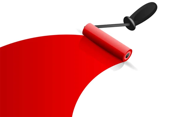 빨간색 페인트 브러시 롤러 도구 — 스톡 벡터