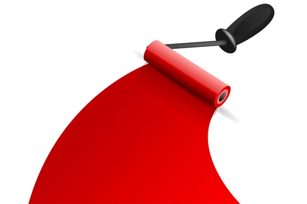 빨간색 페인트 브러시 롤러 도구 — 스톡 벡터
