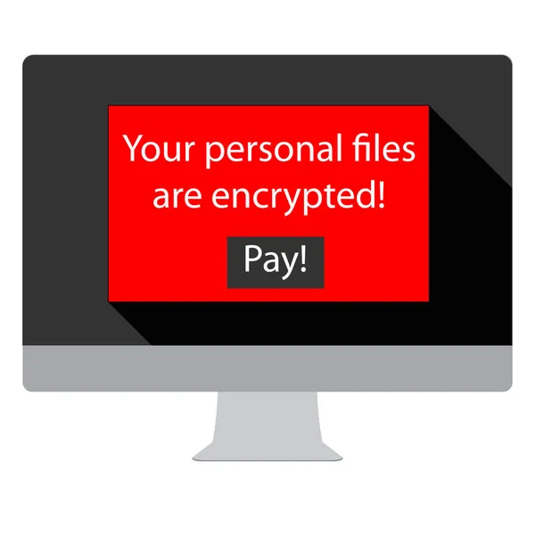 Komputer terenkripsi Ransomware - Stok Vektor