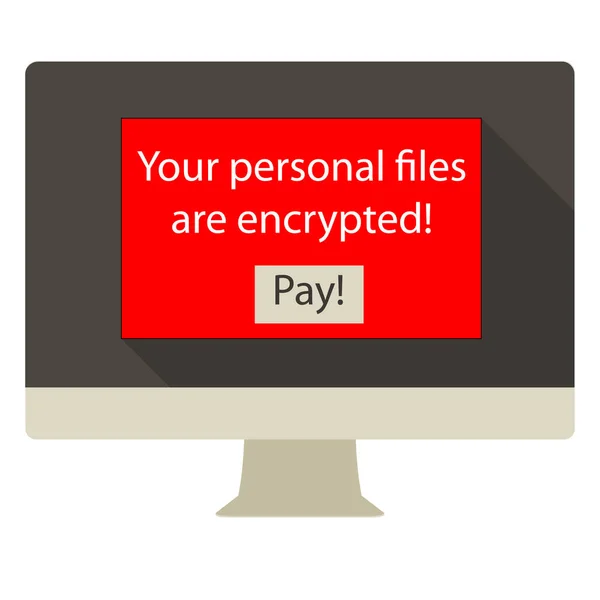 Komputer terenkripsi Ransomware - Stok Vektor