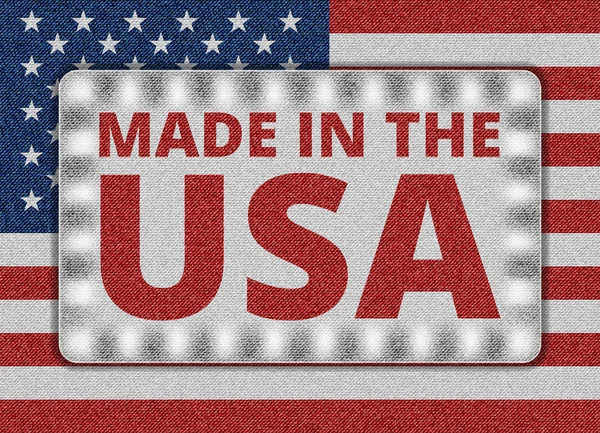 Made in USA sign on flag — Stock Vector