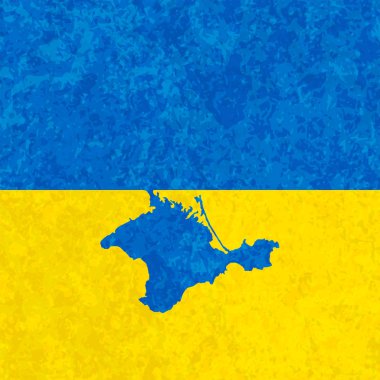 Crimea Yarımadası ile Ukrayna bayrağı
