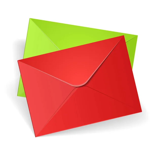 Зеленый и красный почтовые конверты — стоковый вектор