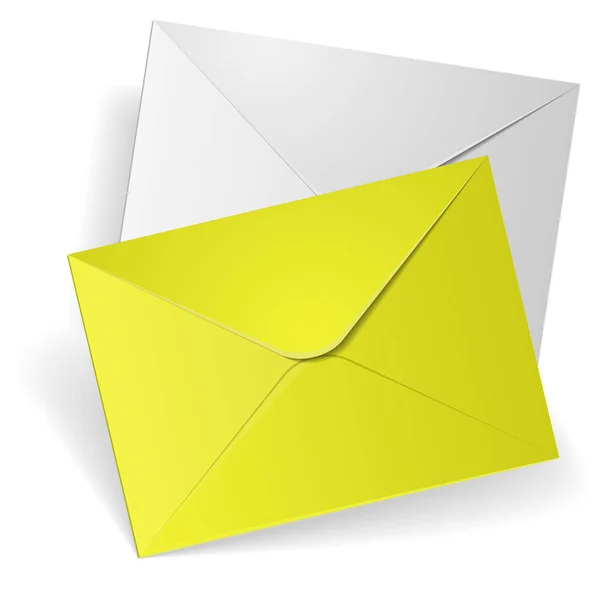 Envelopes de correio amarelo e branco — Vetor de Stock