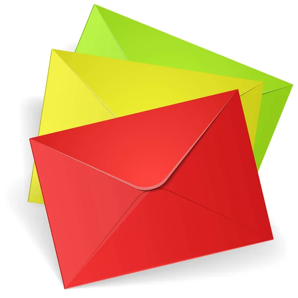 Зеленый и красный почтовые конверты — стоковый вектор