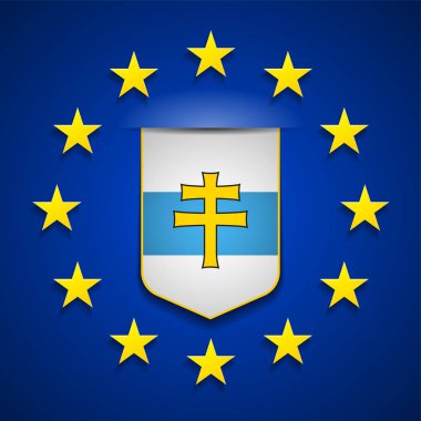 Veishnoria kalkan ve AB bayrağı 