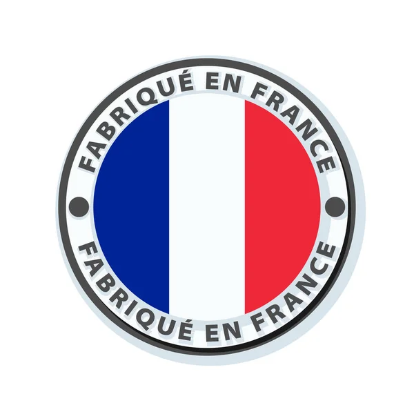 Кнопка Французьким Прапором Написом Зроблено Франції — стоковий вектор