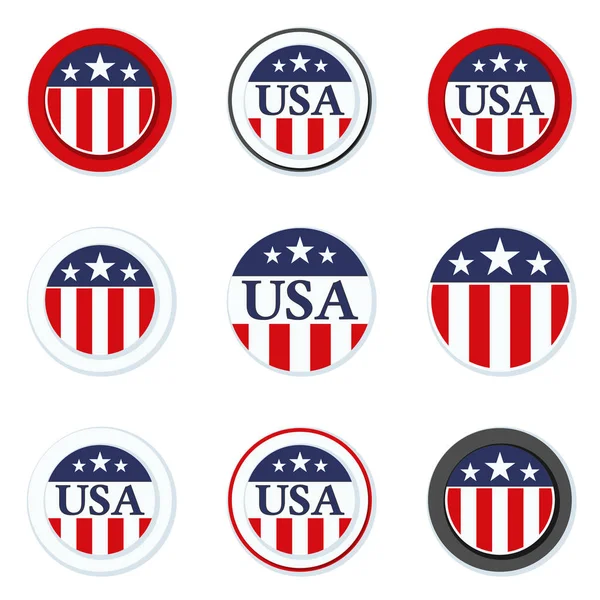 Buttons with american flags — Stock Vector