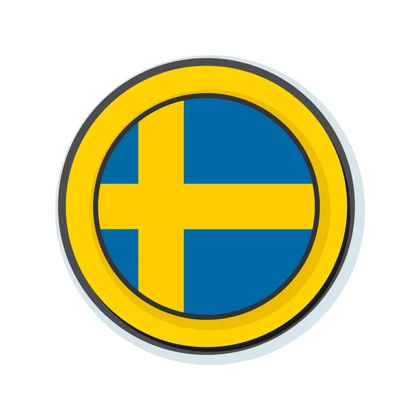 Sweden flag button — Stock Vector