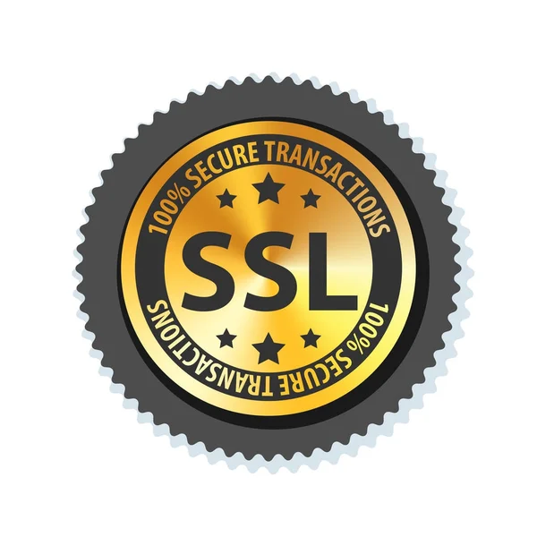 Firma de botón certificada SSL — Vector de stock