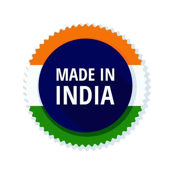 Tlačítko Indickou Vlajkou Nápisem Made Indii — Stockový vektor